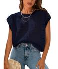 Top feminino PRETTYGARDEN, primavera e verão, crochê, algodão marinho