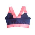 Top fitness basic + marinho com elastico rosa gg