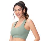 Top Fitness Efeito Ribana com Bojo removível sem Costura Verde Grigio Zee Rucci