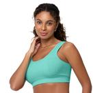 Top Fitness Efeito Ribana com Bojo removível sem Costura Verde Turquesa Zee Rucci