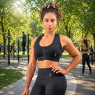 Top Fitness Feminino Com Zíper E Bojo Removível Dry Fit - Preto - G
