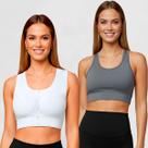 Top Fitness Feminino Combo com 2 Zíper e Nadador ZB-N Suplex Tamanho:GCor:Branco-Cinza