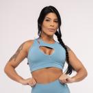 Top Fitness Feminino Decote Gota Costas Estilizada Poliamida