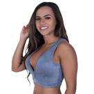 Top fitness feminino decote v bojo cirrê relevo poliamida manu-orbis
