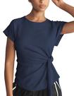 Top GTLIAE, cinto de gravata feminino, manga curta, azul marinho