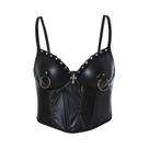 Top Halter De Couro Estilo Dark Punk Com Decoração De Cruz E Anel De Metal, Tank Sexy Para Cosplay