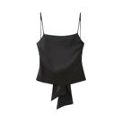 Top Halter Sem Mangas Em Cetim Para Mulheres Com Decoração De Laço, Moda Chic De Verão