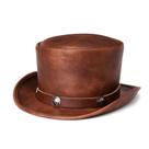 Top Hat Industrial Estilo Retro em Couro PU Marrom Cosplay