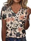 Top HOTYD feminino com estampa floral boho com decote em V e manga curta Top HOTYD feminino com estampa floral boho com decote em V e manga curta