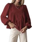 Top IQSQSQ feminina Peplum Babydoll Waffle Knit, vermelha