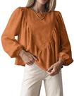 Top IQSQSQ feminino Peplum Babydoll Waffle Knit A-Orange
