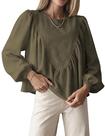 Top IQSQSQ feminino Peplum Babydoll Waffle Knit A verde oliva