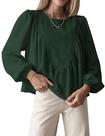 Top IQSQSQ feminino Peplum Babydoll Waffle Knit verde tamanho L