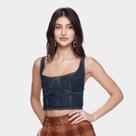 Top Jeans Colcci Casual Feminino Top Jeans Colcci Casual Feminino