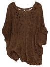 Top MakeMechic Crochet Floral Dolman Manga Marrom Plus Size