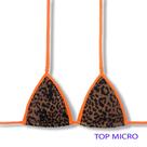 Top Mila Animal Print Micro Cortininha com Viés Sem Bojo Amarração nas Costas e Pescoço Detalhes Laranja Neon Top Mila Animal Print Micro Cortininha com Viés Sem Bojo Amarração nas Costas e Pescoço Detalhes Laranja Neon