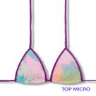 Top Mila Tie Dye Micro Cortininha com Viés Sem Bojo Amarração nas Costas e Pescoço Detalhe Uva