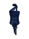 Top Milumia, lenço de malha feminino, frente única, bainha assimétrica, azul