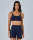 Top Nadador Elástico Personalizado Alto Giro Feminino Azul