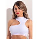 Top Old School Fitness Branco com Elástico Rosa Top Old School Fitness Branco com Elástico Rosa