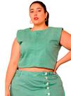 Top Plus Size Em Jeans Com Elastano, Muscle