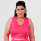 Top Plus Size Moda Fitness Feminino Nadador Suplex 3D Treino