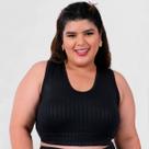 Top Plus Size Moda Fitness Feminino Nadador Suplex 3D Treino