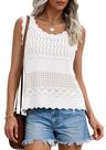 Top regata feminino de crochê PRETTYGARDEN branco M