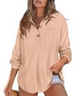 Top RITERA Waffle Knit com decote em V Henley Button up Plus Size Top RITERA Waffle Knit com decote em V Henley Button up Plus Size