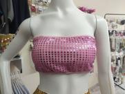 Top Rosa Paetê e Renda