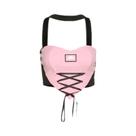 Top Rosa Sexy Elástico Com Alça No Pescoço Para Mulheres, Estilo High Street, Charme Real, Peça De