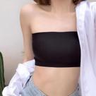 Top Sem Costura Para Mulheres, Com Alças Removíveis, Sutiã Sem Alças, Bandeau Básico Em Preto,