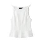 Top Sem Mangas Branco Com Laço Para Mulheres, Casual, Primavera, Top Plissado Feminino