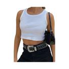 Top Sem Mangas Em Tricô Verde Para Mulheres, Casual, Básico, Estilo Y2K, Cropped off Shoulder
