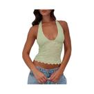 Top Sem Mangas Para Mulheres Com Renda E Babados, Estilo Halter, Transparente, Y2K, Sexy E Elegante