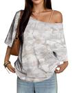Top Somzop feminino com estampa camuflada em folha de ácer