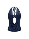 Top SweatyRocks Sheer Mesh Draped Club Halter azul escuro