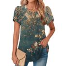 Top TBILILO Boho Floral com babados e manga curta para mulheres S Top TBILILO Boho Floral com babados e manga curta para mulheres S