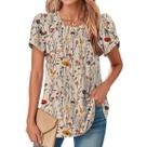 Top TBILILO Boho Floral com babados e manga curta para mulheres Top TBILILO Boho Floral com babados e manga curta para mulheres