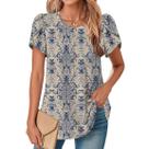 Top TBILILO com estampa floral de manga curta com babado feminino azul 2GG