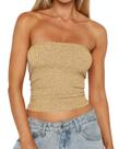 Top tubular BAIGRAM Strapless Shimmer com revestimento duplo em ouro Y2K