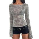 Top Umhje Animal Print Zebra transparente de manga comprida feminina