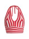 Top Verdusa feminino Colorblock Listrado Crop Red