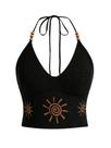 Top Verdusa, malha feminina Y2k Crochet Halter, gótica, preta Top Verdusa, malha feminina Y2k Crochet Halter, gótica, preta