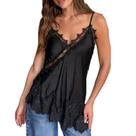 Top XflNaraz Satin Spaghetti Spaghetti Strap Cami Lace Patchwork para mulheres Top XflNaraz Satin Spaghetti Spaghetti Strap Cami Lace Patchwork para mulheres