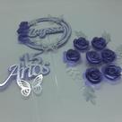 Topo de Bolo 15 anos Lilás Flores Espiral personalizado