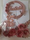 Topo De Bolo 15 Anos Personalizado Flores