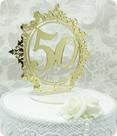 Topo de Bolo 50 Anos Bodas de Ouro em Acrílico Espelhado