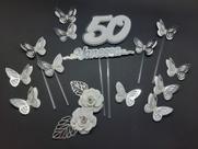 Topo De Bolo 50 Anos Borboletas Personalizado