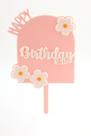 Topo de Bolo Arco Margarida Happy Birthday Acrílico Rosa Bebê 13 x 22 cm Vivarte - Inspire sua Festa Loja